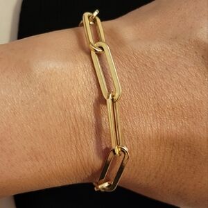 18K YG Paper Clip Bracelet